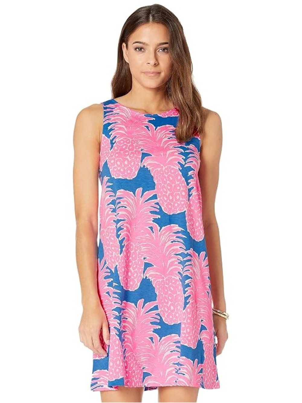 Lilly Pulitzer Kristen Swing Dress Little Flamenco Blue Haven Pineapple XL